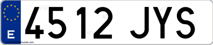 Ejemplo de matrícula de coche ordinaria 4512 JYS