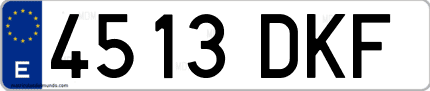 Ejemplo de matrícula de coche ordinaria 4513 DKF