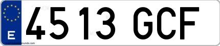 Ejemplo de matrícula española 4513 GCF