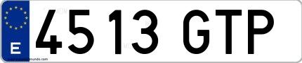 Ejemplo de matrícula española 4513 GTP
