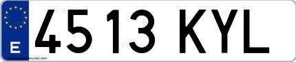 Ejemplo de matrícula de coche ordinaria 4513 KYL