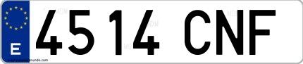 Ejemplo de matrícula española 4514 CNF