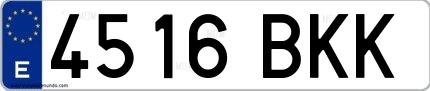 Ejemplo de matrícula española 4516 BKK