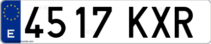 Ejemplo de matrícula de coche ordinaria 4517 KXR