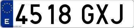 Ejemplo de matrícula española 4518 GXJ
