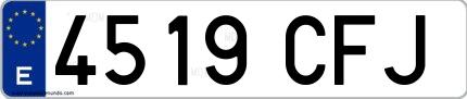 Ejemplo de matrícula española 4519 CFJ