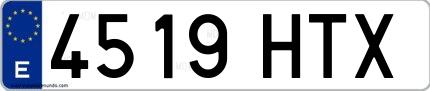 Ejemplo de matrícula española 4519 HTX