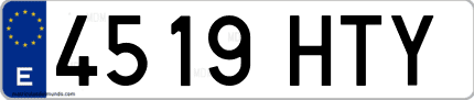 Ejemplo de matrícula de coche ordinaria 4519 HTY
