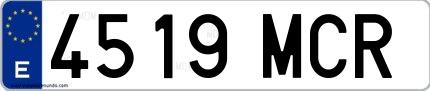 Ejemplo de matrícula española 4519 MCR