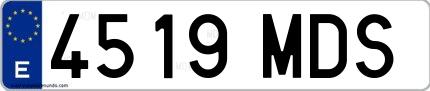 Ejemplo de matrícula española 4519 MDS