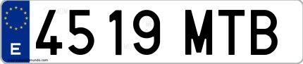Ejemplo de matrícula española 4519 MTB