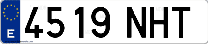 Ejemplo de matrícula de coche ordinaria 4519 NHT