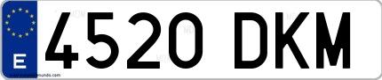 Ejemplo de matrícula española 4520 DKM