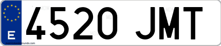 Ejemplo de matrícula de coche ordinaria 4520 JMT