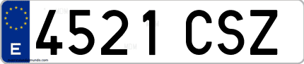 Ejemplo de matrícula de coche ordinaria 4521 CSZ