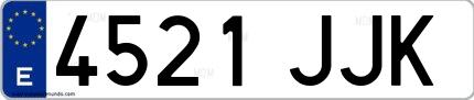 Ejemplo de matrícula española 4521 JJK
