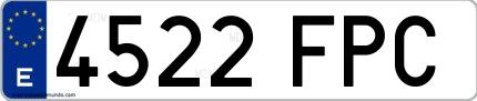 Ejemplo de matrícula española 4522 FPC