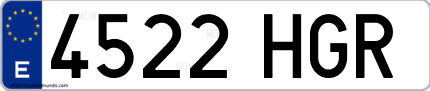Ejemplo de matrícula de coche ordinaria 4522 HGR