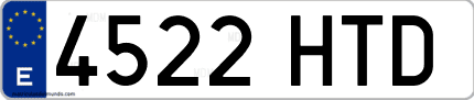 Ejemplo de matrícula de coche ordinaria 4522 HTD