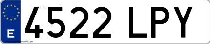 Ejemplo de matrícula española 4522 LPY
