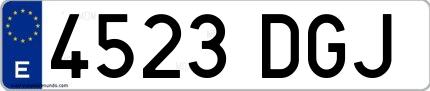 Ejemplo de matrícula española 4523 DGJ