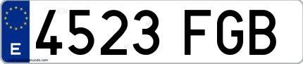 Ejemplo de matrícula española 4523 FGB