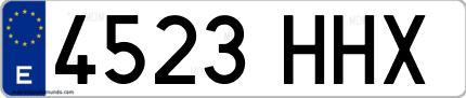 Ejemplo de matrícula de coche ordinaria 4523 HHX