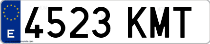 Ejemplo de matrícula de coche ordinaria 4523 KMT