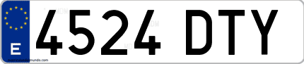 Ejemplo de matrícula de coche ordinaria 4524 DTY