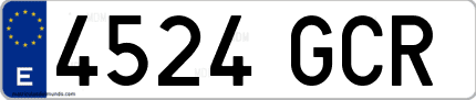 Ejemplo de matrícula de coche ordinaria 4524 GCR