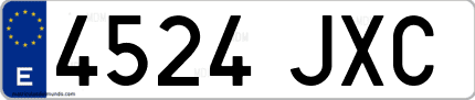 Ejemplo de matrícula de coche ordinaria 4524 JXC