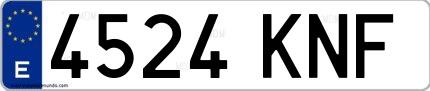 Ejemplo de matrícula de coche ordinaria 4524 KNF