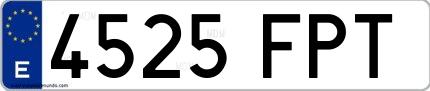 Ejemplo de matrícula española 4525 FPT