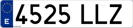 Ejemplo de matrícula de coche ordinaria 4525 LLZ