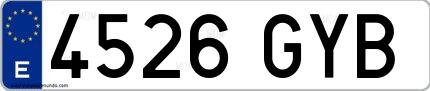 Ejemplo de matrícula española 4526 GYB
