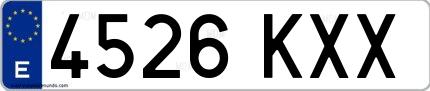 Ejemplo de matrícula española 4526 KXX