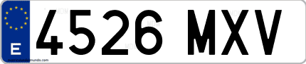 Ejemplo de matrícula de coche ordinaria 4526 MXV