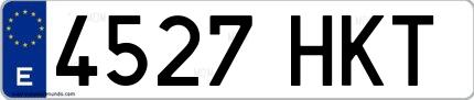 Ejemplo de matrícula española 4527 HKT