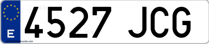 Ejemplo de matrícula de coche ordinaria 4527 JCG