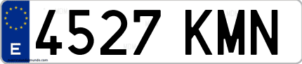 Ejemplo de matrícula de coche ordinaria 4527 KMN