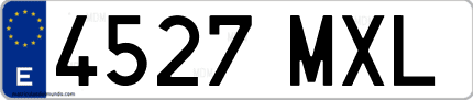 Ejemplo de matrícula de coche ordinaria 4527 MXL