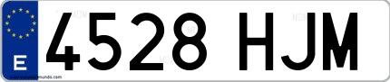 Ejemplo de matrícula española 4528 HJM
