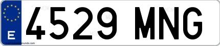 Ejemplo de matrícula española 4529 MNG
