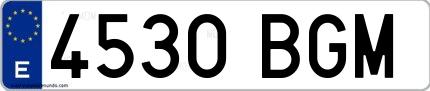 Ejemplo de matrícula española 4530 BGM