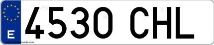 Ejemplo de matrícula española 4530 CHL