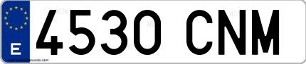 Ejemplo de matrícula española 4530 CNM