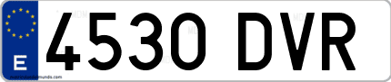 Ejemplo de matrícula de coche ordinaria 4530 DVR