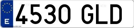 Ejemplo de matrícula española 4530 GLD