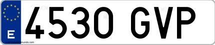 Ejemplo de matrícula española 4530 GVP