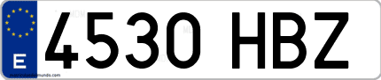 Ejemplo de matrícula de coche ordinaria 4530 HBZ